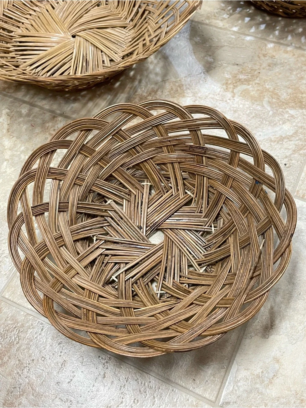 Vintage 6 Pc Woven Wicker Rattan Basket Wall Decor Set Boho Cottagecore